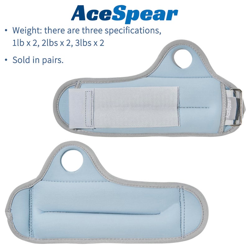 AceSpear Wrist Weights with Thumb Loops Lock for Men Women 1lb*2 2lbs*2 3lbs*2 Ankle Weights Weighted Gloves for Running Strength Training Walking Exercises (Blue, 3 lbs x 2) - Image 2